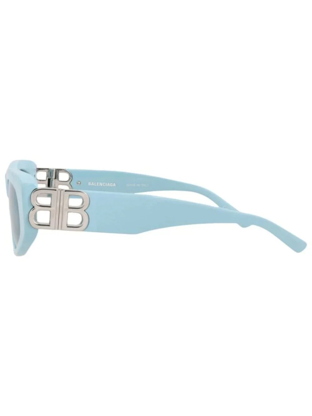 New Balenciaga Women's Sunglasses Cat Eye Recycled Acetate Frame Blue Silver